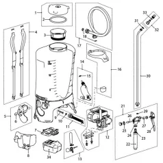   Birchmeier REA 15 AC 1 akkus háti permetezőgép (2 Ah akku + töltő) műanyag permetezőszárral