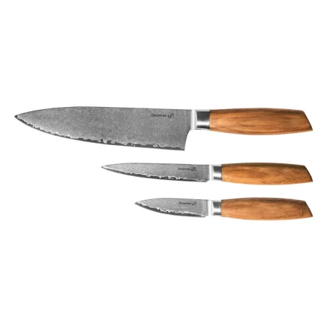 Gourmet Damaszkuszi small box 3 db-os késkészlet, zebrawood markolattal