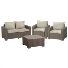   Keter California kerti bútor szett asztal + 2 fotel + kétüléses kanapé Cappuccino