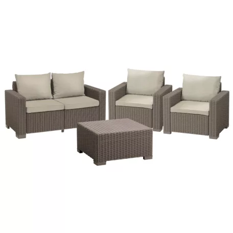 Keter California kerti bútor szett asztal + 2 fotel + kétüléses kanapé Cappuccino