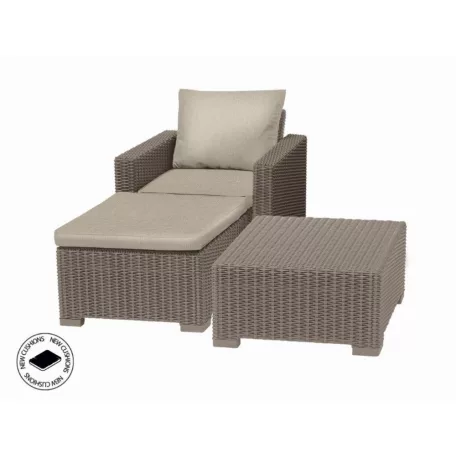 Kerti bútorok Keter terített asztal + fotel + California cappucino