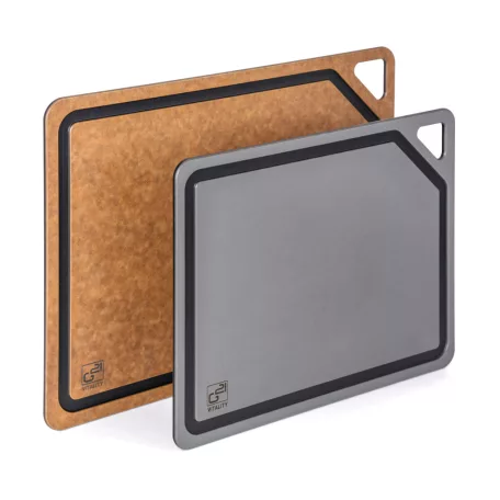 EcoCut szeletelődeszka természetes cellulózból – 2 darabos készlet, barna/grafit színben
