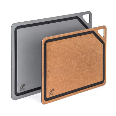 EcoCut szeletelődeszka természetes cellulózból – 2 darabos készlet, grafit/barna színben