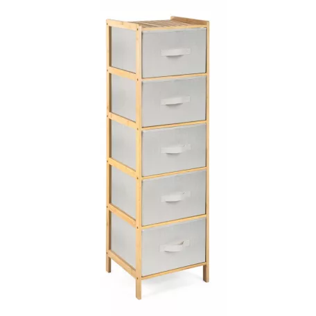 Bambusz állvány 5 kosárral, bézs színű 