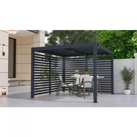 Bioklimatikus pergola Austin 3×3 m, antracit színű alumínium