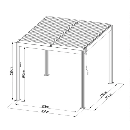 Bioklimatikus pergola Austin 3×3 m, antracit színű alumínium