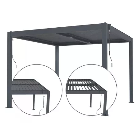 Bioklimatikus pergola Austin 3×3 m, antracit színű alumínium