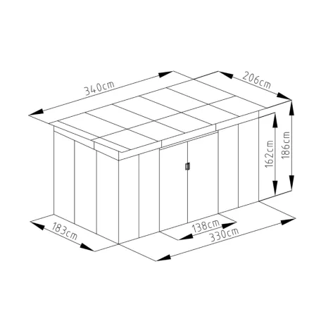 GRAH 700 kerti tároló - 340 x 206 cm, antracit