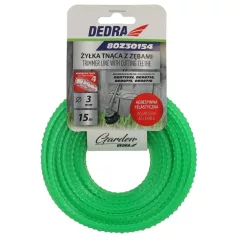   DEDRA Fogazott vágózsinór metszőollókhoz, agresszív zsinór, GARDEN DEDRA 80Z30154 3,0mmx15m