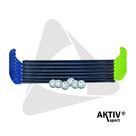 ASport Floorball készlet műanyag 85 cm 2x6 ütő, 6 labda 202300004