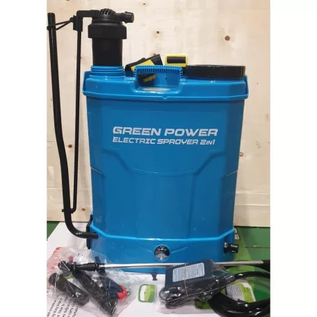 GreenPower AKKUMLÁTOROS ÉS KÉZI MŰKÖDTETÉSÜ  HÁTIPERMETEZŐ  16 LITERES