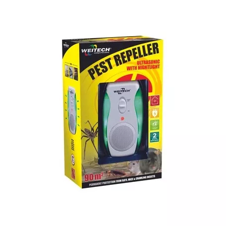Weitech Ultrahangos éjszakai kártevő riasztó 90 m2/hálózatról működik