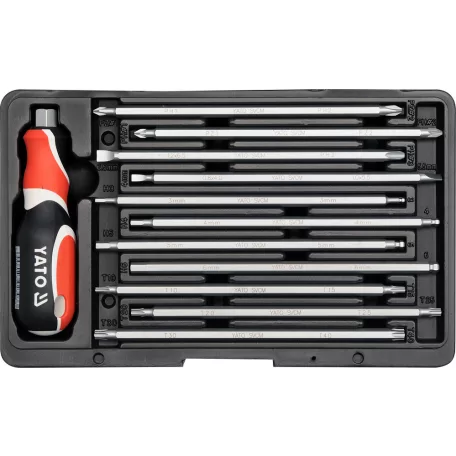 Csavarhúzó készlet kétvégu szárral 12 részes YATO