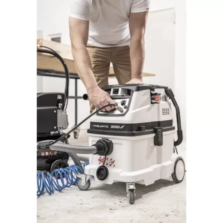 DEDRA Építőipari porszívó automatikus szűrőtisztító funkcióval, M osztályú, pneumatikus csatlakozás DED6609P