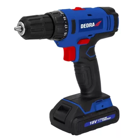 DEDRA Akkumulátoros fúró csavarozó 18V, 1,5Ah, 1h, 0-400/0-1350rpm DED7880
