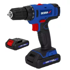   DEDRA Akkumulátoros fúró csavarozó 18V, 2x1,5Ah, 1h, 0-400/0-1350rpm DED7880B