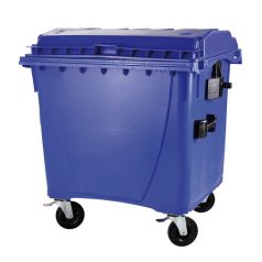   külső hulladéktároló, Lapos fedelű műanyag konténer - 1100 l - kék