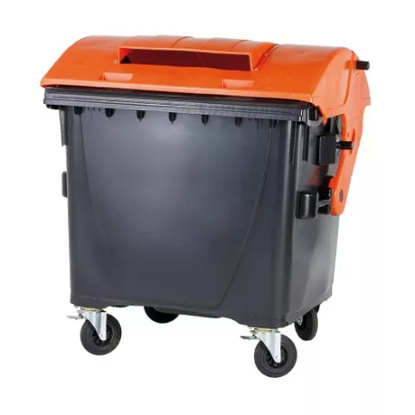 1100 l Műanyag konténer fekete/narancs fedéllel 0054-3/9