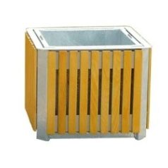 Virágtartó edény fa borítással - négyzetes 3951