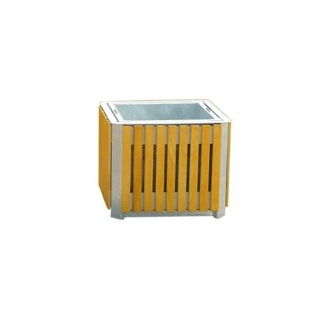 Virágtartó edény fa borítással - négyzetes 3951