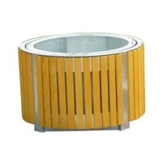 Virágtartó edény fa borítással - kör alakú 3952