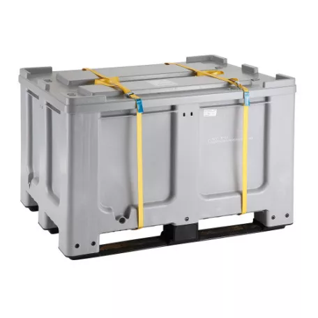 Műanyag láda UN kóddal, fedéllel és hevederekkel 1200 x 1000 x 760 mm 610 l