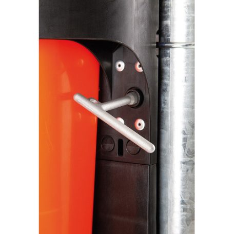 Oszlopra szerelhető 50 l műanyag hulladéktároló-fekete test, sárga tető