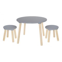Jabadabado Asztal 2 székkel fából, ezüstszürke H13221