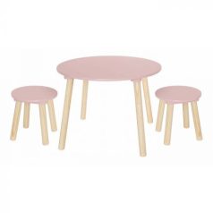   Jabadabado Asztal 2 székkel fából, pasztell rózsaszín H13231