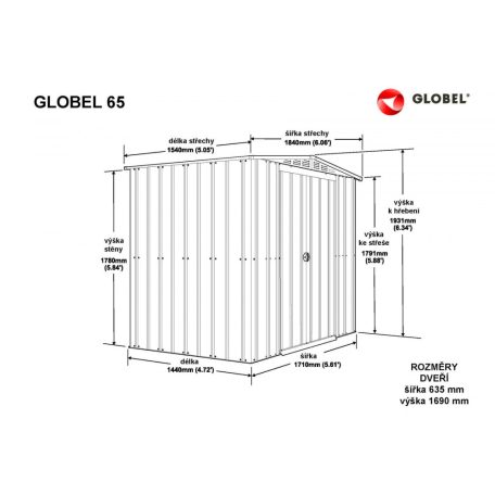 kerti ház GLOBEL 65 ANTRAZITE + napfénytető LG2068