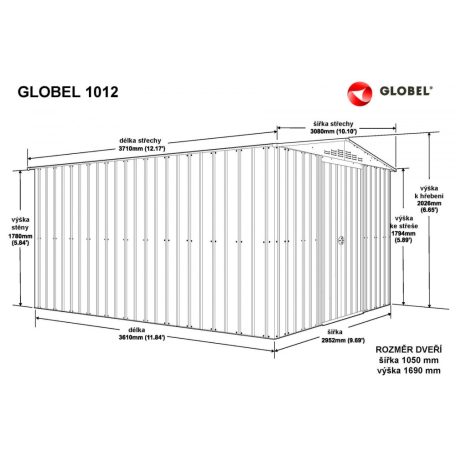 kerti ház GLOBEL 1012 ANTRAZITE + napfénytetővel LG2071