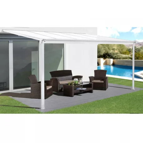 alumínium pergola LANITPLAST WALL 33 fehér + bronz PC LG2121