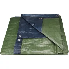   EXTOL 14103 takaróponyva, vízálló, de nem UV álló; 150g/nm, 4×5m névleges méret, valós méret: 3,85×4,85 m, PE, lefűző lyukakkal
