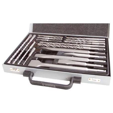 EXTOL 23953 betonfúró és véső klt. SDS PLUS ; 17db, 5, 6, 8,10 /110mm, 6, 8, 10, 12 /160mm, 8, 10, /210mm, 12, 14/260mm, lapos 20, 4