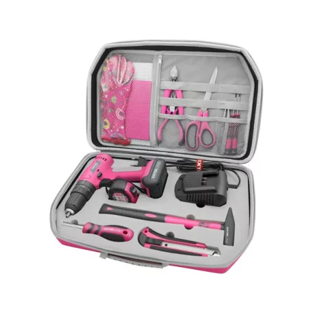 EXTOL akkus ütvefúró, 12 V, Li-ion, Extol Lady, 1 db 2000 mAh akku + szerszám készlet 402403