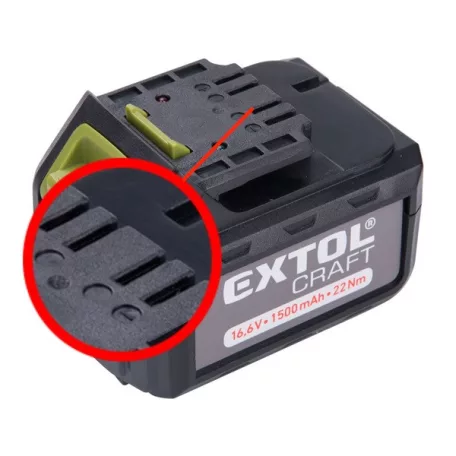 EXTOL tartalék akku ÚJABB TÍPUSÚ 402420 Li-ion töltőhöz, 3 SARU; 16,6V, 1500mAh, töltési idő: 5,5 óra 402420E