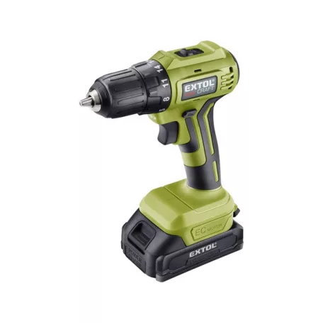 EXTOL akkus fúrócsavarozó, Power Share, kefementes motor, kofferban; 2db 2000 mAh Li-ion akku + 1 db töltő 402450