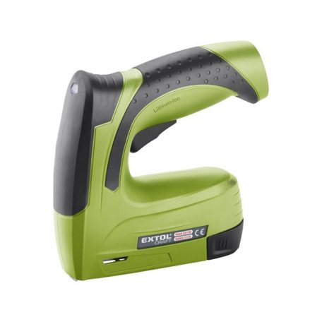 EXTOL 402901 akkus tűzőgép, Li-ion; 3,6V, 1300 mAh, kapcsok: 6-14mm (11,3×0,7mm), szegek:6-14mm (1,2×1,0-2,0), max. 30 lövés/perc