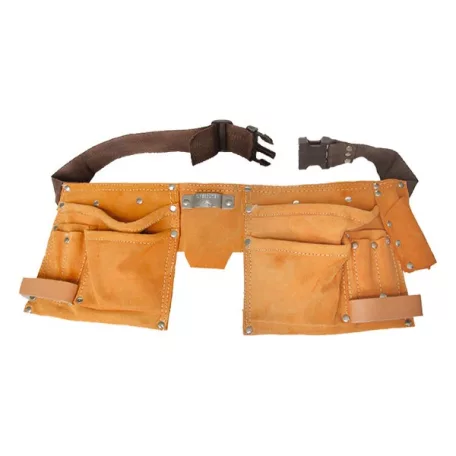 EXTOL szerszámtartó öv, sok zsebes, hasított bőr ; műanyag csattal 417