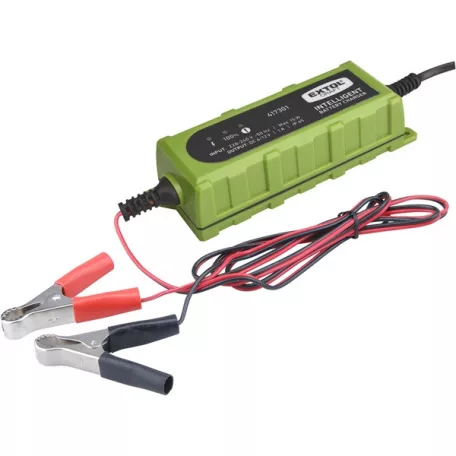 EXTOL 417301 akkutöltő, autós, mikroprocesszoros, intelligens; 1 Amp, 4-100Ah, DC 12V/6V