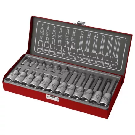 FORTUM 4700008 bitdugófej klt. imbusz, 1/2", 1/4", 18db, 61CrV5; FORTUM