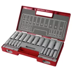   FORTUM 4700012 hosszított dugófej klt. 1/2", 1/4", 20db; 61CrV5 FORTUM