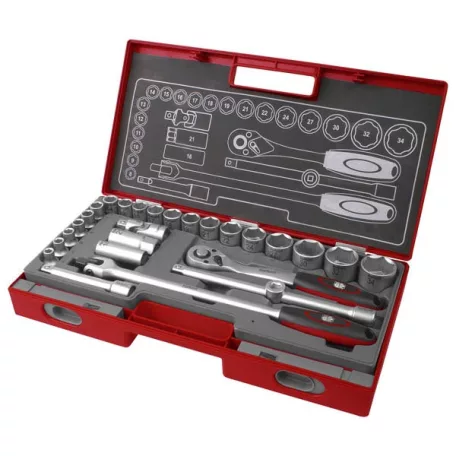 FORTUM 4700014 dugókulcs klt. 1/2", 27db, 61CrV5 mattkróm; FORTUM