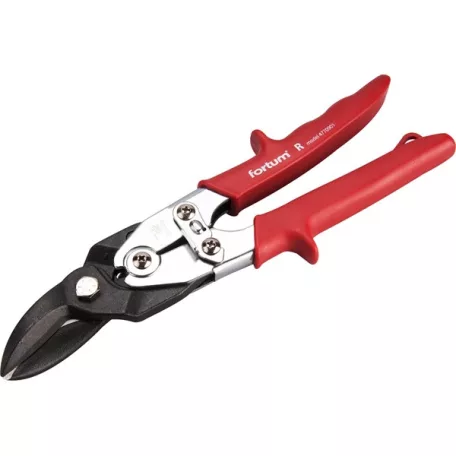 FORTUM 4770901 lemezvágó olló jobb+egyenes vágáshoz, 255mm, CrMoV, áttételes, HRC 60-62, Tüv/GS, DIN 6438 FORTUM