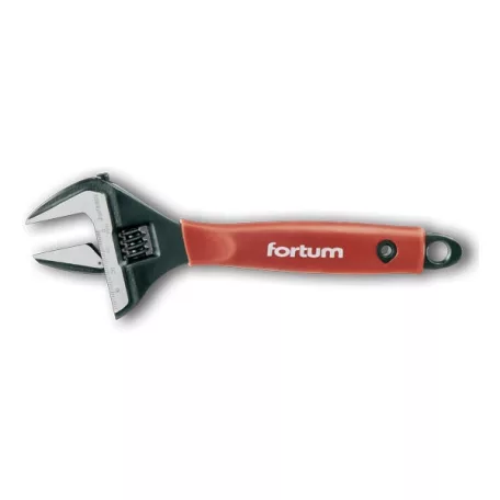 FORTUM 4775008 állítható villáskulcs BW sorozat, 22,5 fok,61CrV5, gumírozott markolat; 212mm, / 8", foszfátozott, 0-38mm állítási tarto
