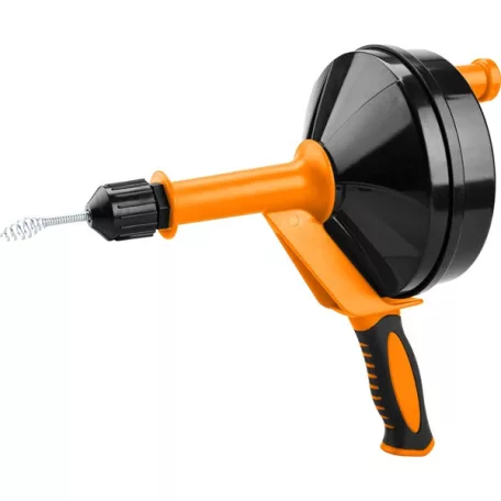 EXTOL 5464 lefolyócső tisztító, dobos, 6m, 6mm átmérő, kézi tekerővel, (1,8mm drótból sodorva)