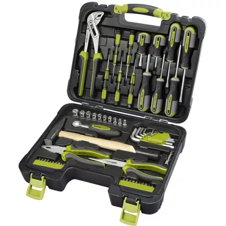 EXTOL 6599 szerszámkészlet, 57db, 1/4" CV.; 10 dugófej(4-13mm), racsnis kar+fogók,csavarhúzók,órás csavarhúzók, imbuszkulcs,BIT-ek