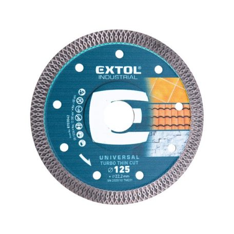 EXTOL gyémántvágó, ipari korong, TURBO, extra vékony vágás: 1,5mm vastagság; 125×22,2mm, száraz és vizes vágásra 8703042