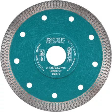 EXTOL 8703045 gyémántvágó, ipari korong, TURBO, gyors és vékony vágás: 2,2mm vastagság; 230×22,2mm, száraz és vizes vágásra