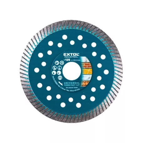EXTOL gyémántvágó, ipari korong,TURBO,gyors vágás; 115×22,2mm, száraz és vizes vágásra 8703051